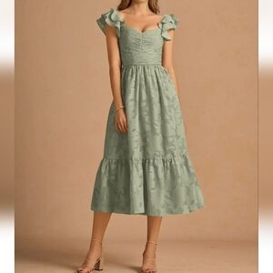 Thalia Pistachio Midi Dress